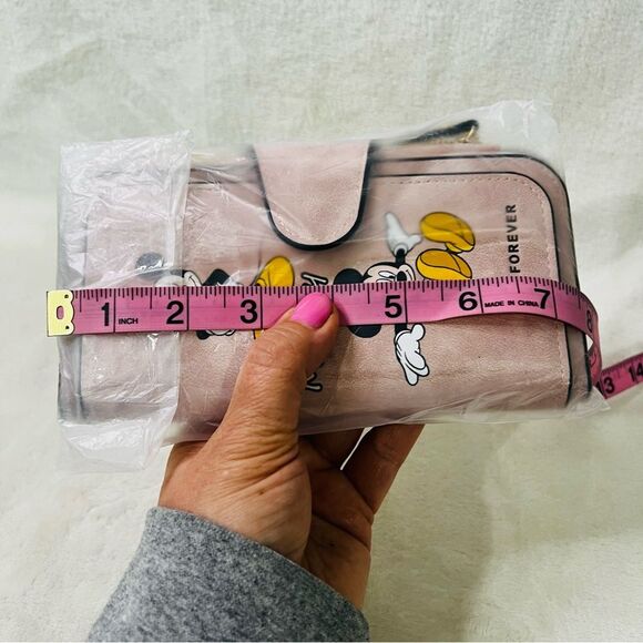 Disney Mickey Mouse Pink Multifunctional Check Book Wallet Zippered Coin - Picture 8 of 8